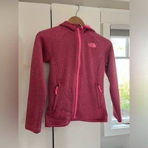 The North Face Pink Full Zip Performance Hooded Jacket Girl's L Excellent Condit